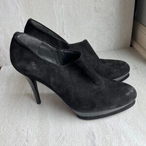 ** STUART WEITZMAN BLACK SUEDE BOOTIE Platform SLIM HEEL size 8.5